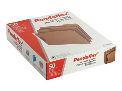 Pendaflex Kraft Fastener Folders, 2 Fasteners, 1/3 Cut Tabs, Letter,50/Box (PFXFK212)