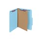 Smead Pressboard Classification Folders with SafeSHIELD Fasteners, 2" Expansion, Letter Size, 1 Divider, Blue, 10/Box (13730)