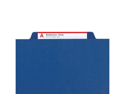 Smead Classification Folders with SafeSHIELD Fasteners, 2" Expansion, Letter Size, 1 Divider, Dark Blue, 10/Box (13732)