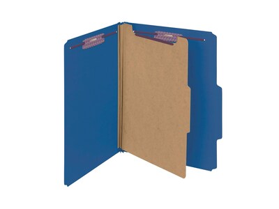 Smead Classification Folders with SafeSHIELD Fasteners, 2" Expansion, Letter Size, 1 Divider, Dark Blue, 10/Box (13732)