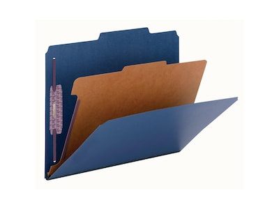 Smead Classification Folders with SafeSHIELD Fasteners, 2" Expansion, Letter Size, 1 Divider, Dark Blue, 10/Box (13732)