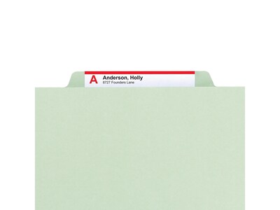 Smead Classification Folders with SafeSHIELD Fasteners, 2" Expansion, Letter Size, 1 Divider, Green/Gray, 10/Box (13776)