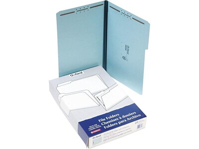 Pendaflex Pressboard Classification Folders, 1/3-Cut Tab, 1" Expansion, Legal Size, Light Blue, 25/Box (PFX FP313)