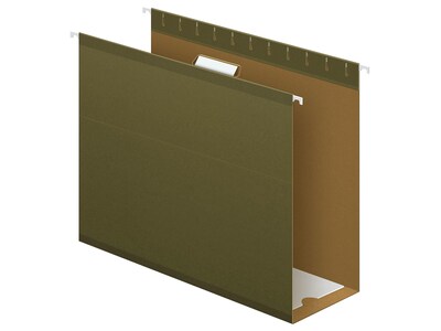 Pendaflex Reinforced Hanging File Folders, 5-Tab, 4" Expansion, Letter Size, Standard Green, 25/Box (PFX 04152x4)