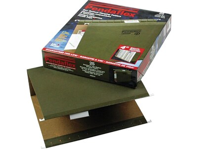 Pendaflex Reinforced Hanging File Folders, 5-Tab, 4" Expansion, Letter Size, Standard Green, 25/Box (PFX 04152x4)