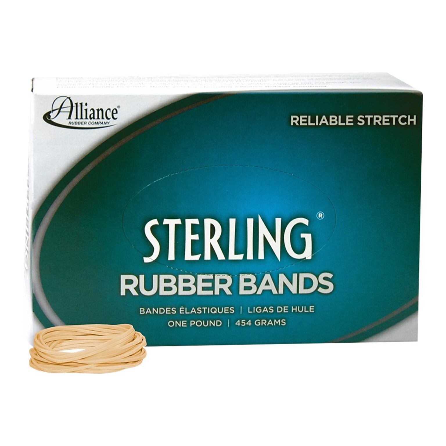 Alliance Rubber Sterling Multi-Purpose #16 Rubber Bands, 2.5 x 0.0625, Natural Crepe, 2300/Pack (24165)