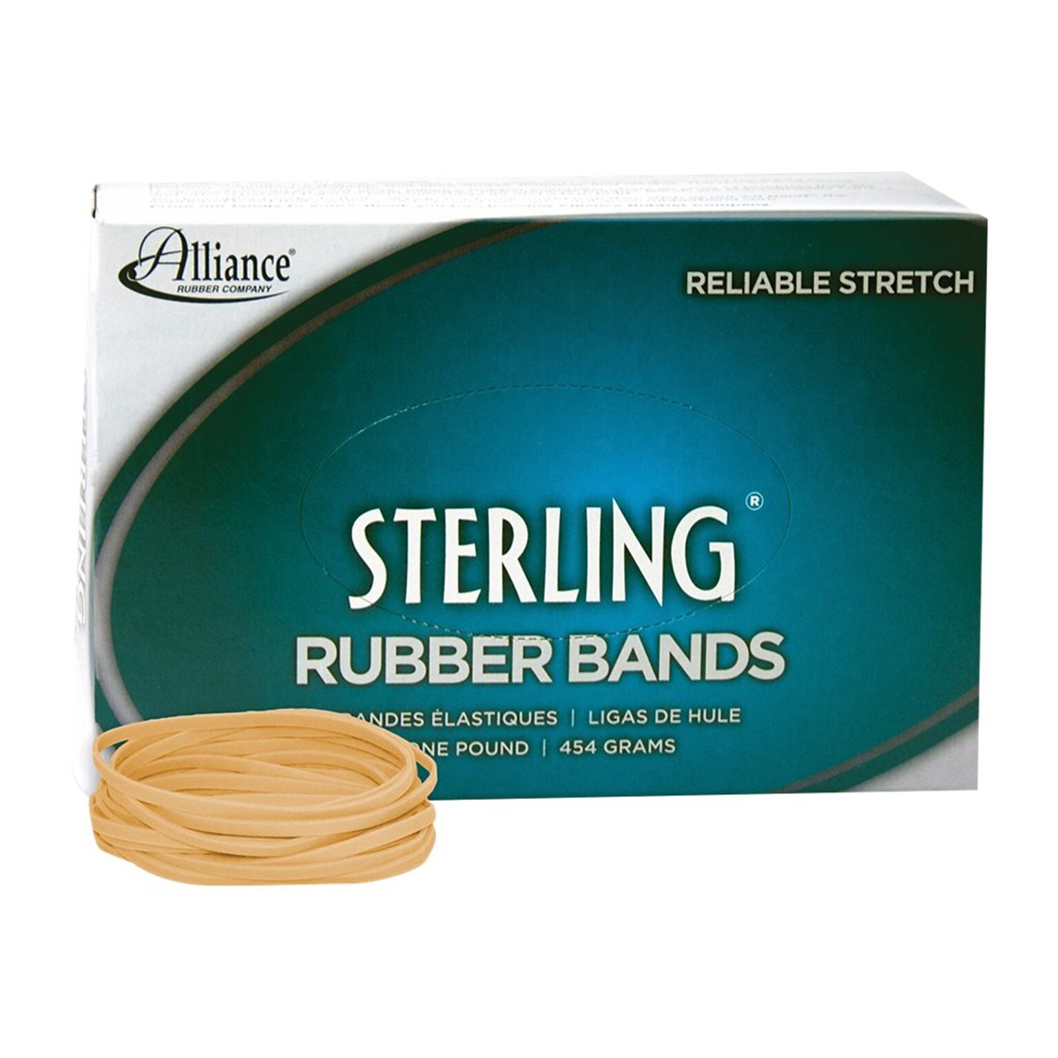 Alliance Rubber Sterling Multi-Purpose #33 Rubber Bands, 3.5 x 0.125, Natural Crepe, 850/Pack (24335)