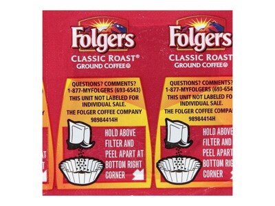 Folgers Classic Roast Ground Coffee, Vacuum-Sealed Pack, Medium Roast, .09 oz., 42/Carton (06930)