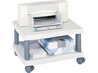 Safco Wave 2-Shelf Plastic/Poly Mobile Printer Stand with Lockable Wheels, Light Gray/Charcoal (1861