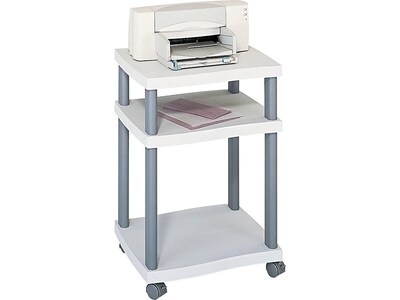 Safco Wave 3-Shelf Plastic/Poly Mobile Printer Stand with Lockable Wheels, Light Gray/Charcoal (1860GR)