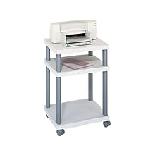 Safco Wave 3-Shelf Plastic/Poly Mobile Printer Stand with Lockable Wheels, Light Gray/Charcoal (1860