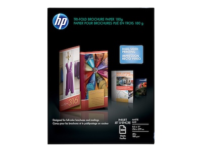 HP Tri-fold Matte Brochure Paper, 8.5 x 11, 100/Pack (Q5443A)