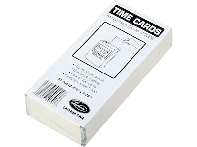 Lathem Time Cards for 7000E and 7500E Time Clocks, 100/Pack (E7-100)