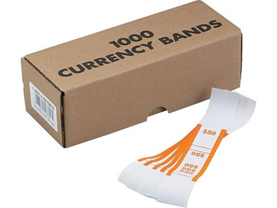 Pap-R Products Currency Straps, Orange/White, 1000/Pack (400050)