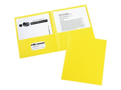 Avery 2-Pocket Presentation Folders, Yellow, 25/Box (47992)