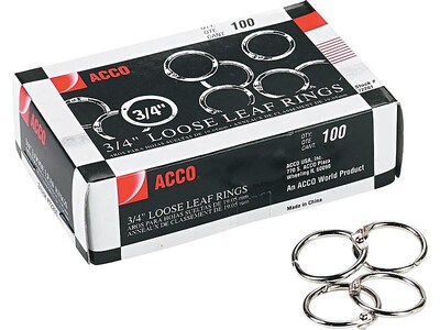 ACCO Book Rings, Silver, 100/Box (A7072201)