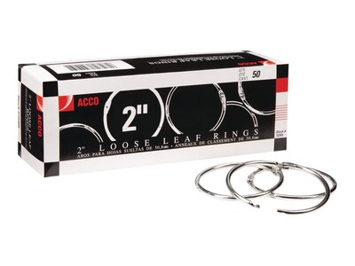 ACCO Book Rings, Silver, 50/Box (A7072205)