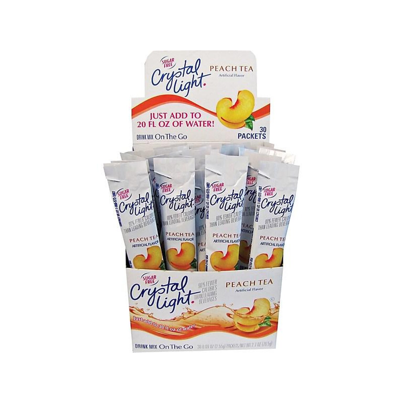 Crystal Light On The Go Peach Tea Powder, 0.09 Oz., 30/Box (00797)