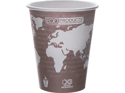 Eco-Products World Art Hot Cups, 8 Oz., Brown/White, 1000/Carton (EP-BHC8-WA)