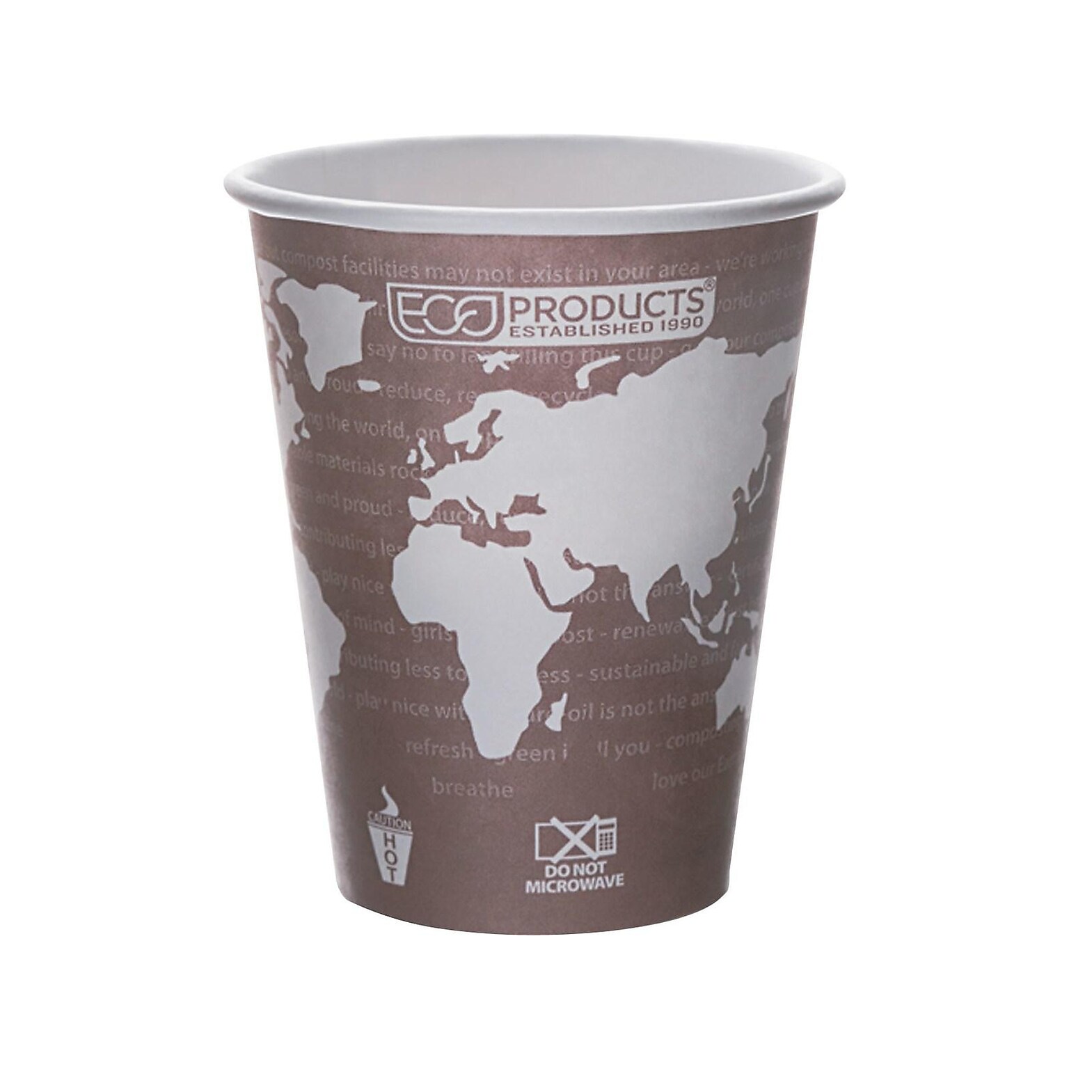 Eco-Products World Art Hot Cups, 8 Oz., Brown/White, 1000/Carton (EP-BHC8-WA)