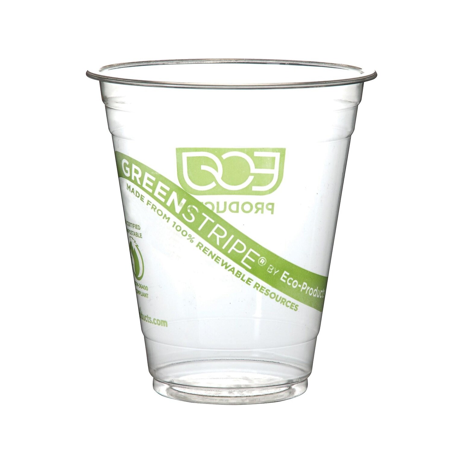 Eco-Products GreenStripe Cold Cups, 12 Oz., Transparent/Green, 50/Pack (EP-CC12-GS)