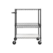 Alera 3-Shelf Wire Mobile Utility Cart with Lockable Wheels, Black (ALESW543018BA)