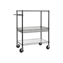 Alera 3-Shelf Wire Mobile Utility Cart with Lockable Wheels, Black (ALESW543018BA)