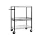 Alera 3-Shelf Wire Mobile Utility Cart with Lockable Wheels, Black (ALESW543018BA)