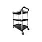 Rubbermaid 3-Shelf Plastic/Poly Mobile Utility Cart with Swivel Wheels, Black (FG342488BLA)