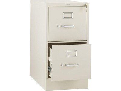 HON 310 Series 2-Drawer Vertical File Cabinet, Letter Size, Lockable, 29H x 15W x 26.5D, Putty (H