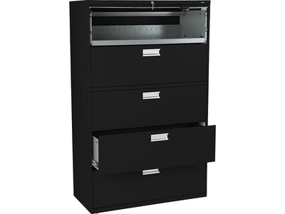 HON Brigade 600 Series 5-Drawer Lateral File Cabinet, Locking, Letter/Legal, Black, 42W (HON695LP)