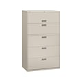 HON Brigade 600 Series 5-Drawer Lateral File Cabinet, Locking, Letter/Legal, Gray, 42W (H695.L.Q)