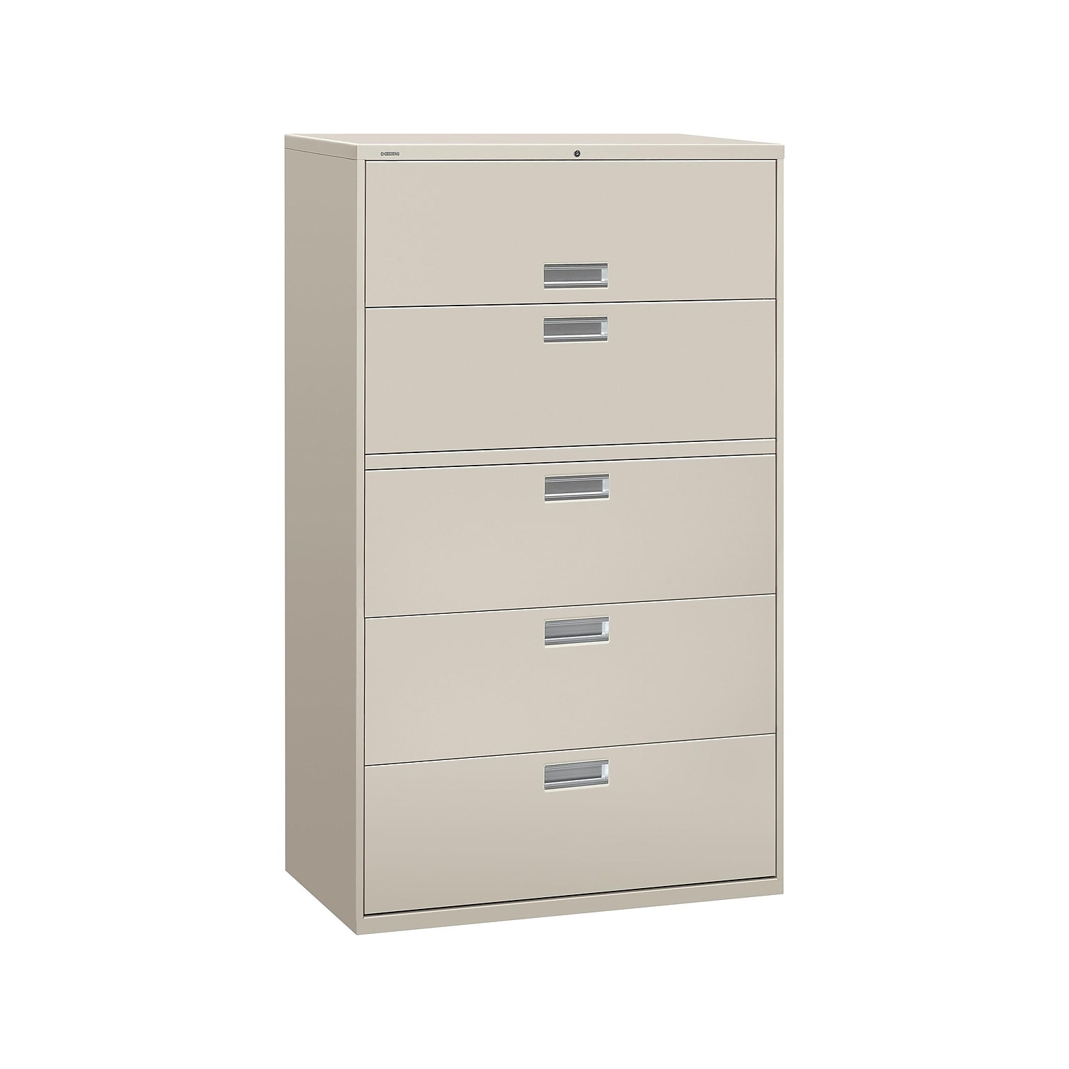 HON Brigade 600 Series 5-Drawer Lateral File Cabinet, Locking, Letter/Legal, Gray, 42W (H695.L.Q)