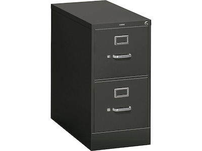 HON 310 Series 2 Drawer Vertical File Cabinet, Letter Size, Lockable, 29H x 15W x 26.5D, Black (H