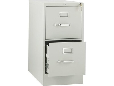 HON 310 Series 2-Drawer Vertical File Cabinet, Locking, Letter, Gray, 26.5D (H312.P.Q)