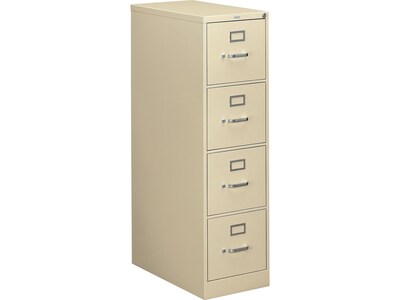 HON 310 Series 4-Drawer Vertical File Cabinet, Letter Size, Lockable, 52H x 15W x 26.5D, Putty (H