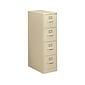 HON 310 Series 4-Drawer Vertical File Cabinet, Letter Size, Lockable, 52H x 15W x 26.5D, Putty (H