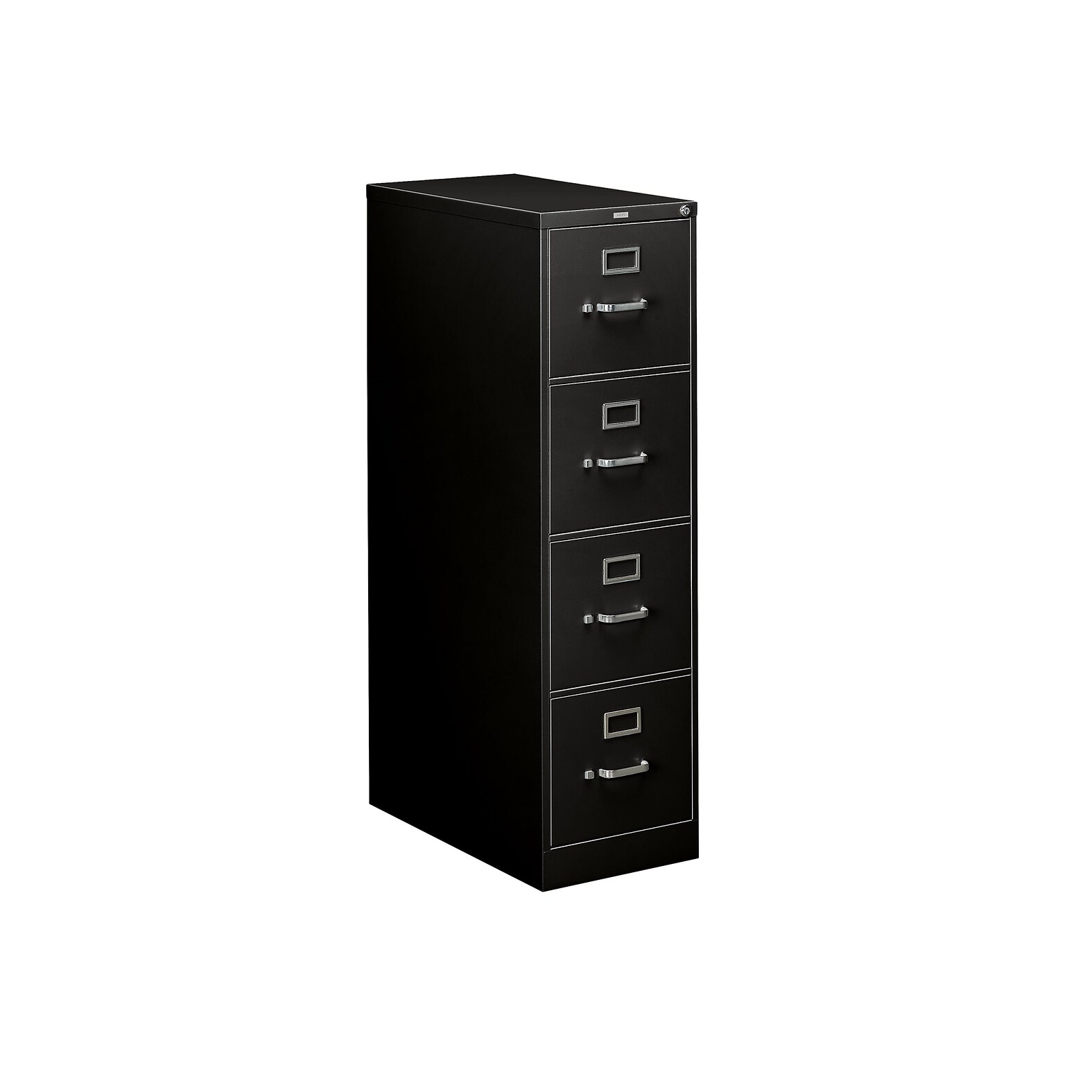 HON 310 Series 4-Drawer Vertical File Cabinet, Letter Size, Lockable, 52H x 15W x 26.5D, Black  (HON314PP)