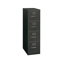 HON 310 Series 4-Drawer Vertical File Cabinet, Letter Size, Lockable, 52H x 15W x 26.5D, Black (H