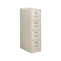 HON 310 Series 4-Drawer Vertical File Cabinet, Letter Size, Lockable, 52H x 15W x 26.5D, Light Gr