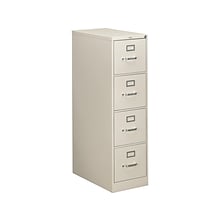 HON 310 Series 4-Drawer Vertical File Cabinet, Letter Size, Lockable, 52H x 15W x 26.5D, Light Gr