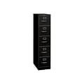 HON 310 Series 5-Drawer Vertical File Cabinet, Letter Size, Lockable, 60H x 15W x 26.5D, Black (H