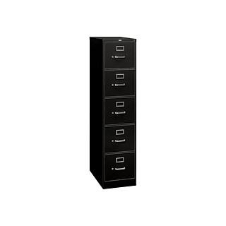 HON 310 Series 5-Drawer Vertical File Cabinet, Locking, Letter, Black, 26.5D (H315.P.P)