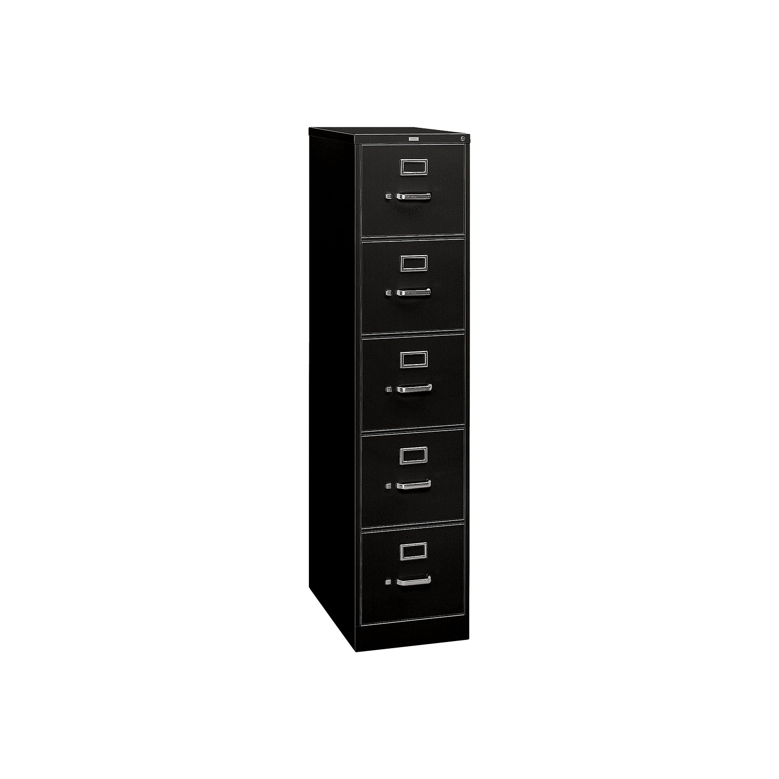 HON 310 Series 5-Drawer Vertical File Cabinet, Letter Size, Lockable, 60H x 15W x 26.5D, Black (HON315PP)