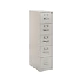 HON 310 Series 5-Drawer Vertical File Cabinet, Letter Size, Lockable, 60H x 15W x 26.5D, Light Gr