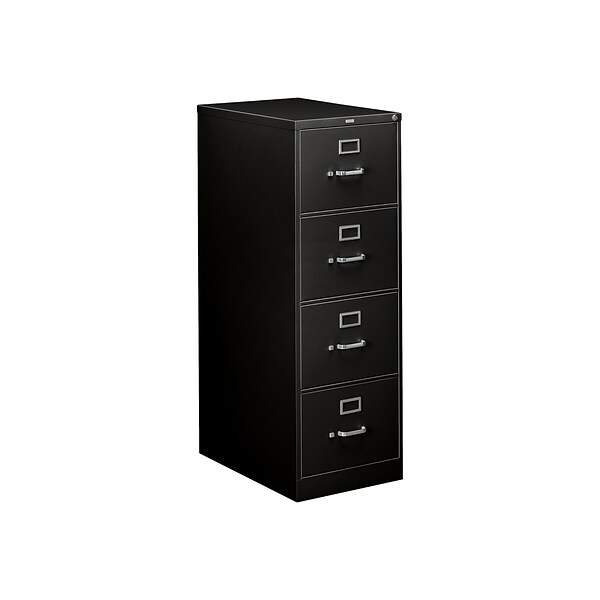 HON 310 Series 4-Drawer Vertical File Cabinet, Locking, Legal, Black, 26.5D (HON314CPP)