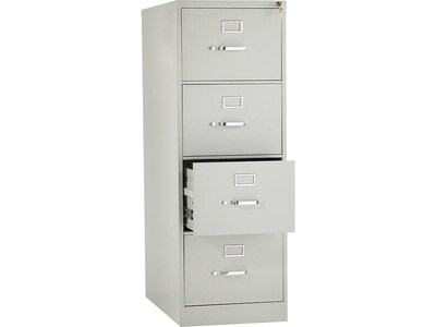 HON 310 Series 4-Drawer Vertical File Cabinet, Legal Size, Lockable, 52"H x 18.25"W x 26.5"D, Light Gray (HON314CPQ)