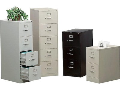 HON 310 Series 4-Drawer Vertical File Cabinet, Legal Size, Lockable, 52"H x 18.25"W x 26.5"D, Light Gray (HON314CPQ)