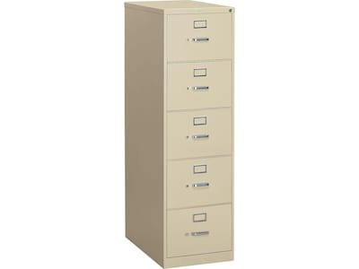HON 310 Series 5-Drawer Vertical File Cabinet, Locking, Legal, Putty ...
