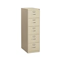 HON 310 Series 5-Drawer Vertical File Cabinet, Legal Size, Lockable, 60H x 18.25W x 26.5D, Putty
